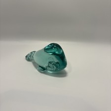 Art Glass Ice Blue Solid Glass Beluga Whale Manatee Figurine