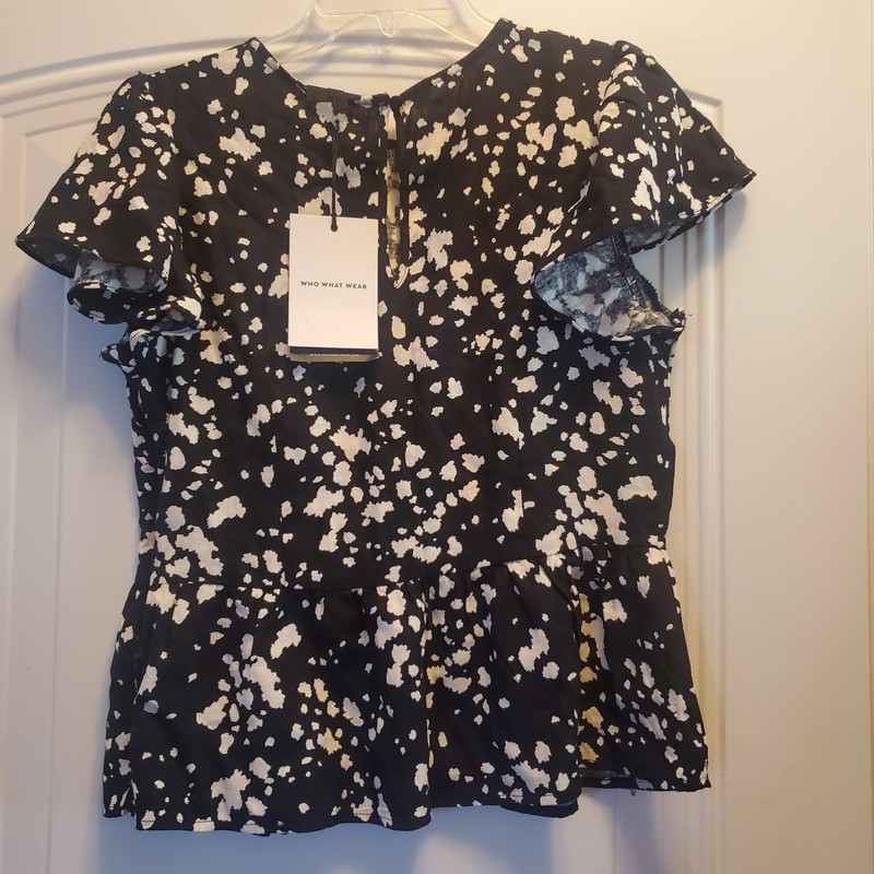 Who What Wear B/W print cotton SS top sz. S