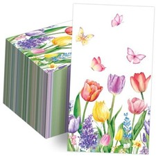 100 Spring Disposable Paper Decorative Guest Napkins Watercolor Tulip Floral