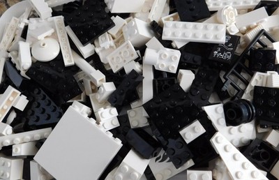 LEGO LOT OF 200+ BLACK & WHITE BRICKS SLOPES RANDOM PIECES