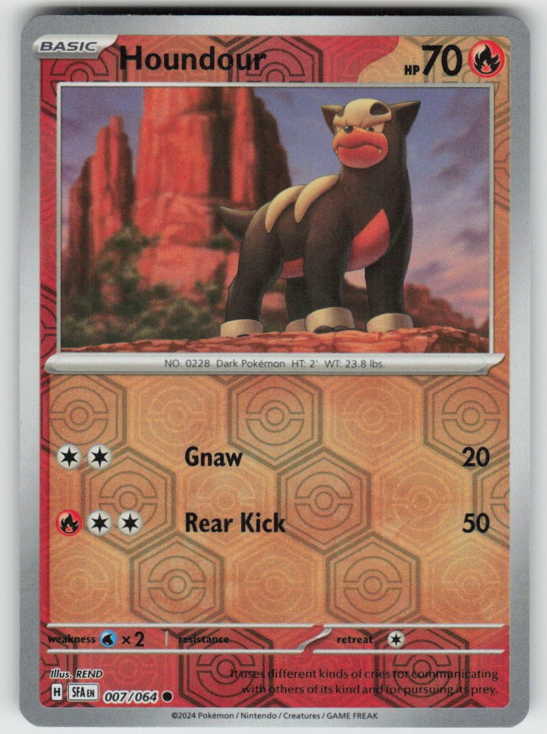 Houndour 007/064 Common Shrouded Fable Pokemon Reverse Holo Near Mint