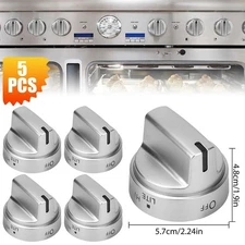 5 Pack Stainless Steel Look Control Knob Kits For GE Gas Range Stove WB03X24818