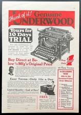 1930 Genuine Underwood Typewriter No.4 vintage Print AD “Think of it!” thumbnail