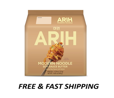 #ad ARIH Modern Noodles Western Korean Fusion Soup Less Noodles Soy Sauce Butter 4ct $7.64