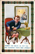 Robert the Bruce Scotsman Seen Spiders Postcard Unposted Tavern
