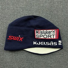 Swix Milslukern Beanie Hat Ski Cap Sz 58 Cross Country Lined Biathlon Blue Lined