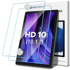 2-Pack Tempered Glass for All-New 10.1" Tablet, 9H Glass for W10Y/HD 10/10 Pl...