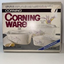 Corning Ware Covered Casserole Trio Shadow Iris 6 Piece Set A-330-333 NEW