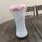 Vtg Fenton 4277-WS Floral Blue Burmese Satin Glass Vase 11.5” Glows Signed