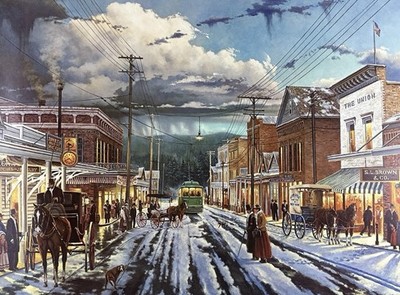''Winter Evening In Nevada City - Circa 1906'' Keith Brown 25/25 Deluxe 22.5x30 