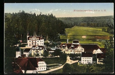 Postcard Friedenweiler, view of the settlement at the forest, station of the Höllentalbahn 