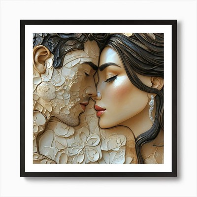 Mann und Frau küssen Kunstdruck gerahmt Wandbild Poster Leinwanddruck Bild