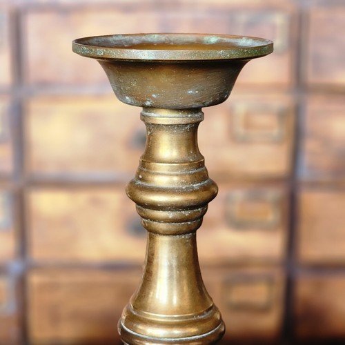 Vintage Brass Candle Holder Pillar Removable Spike Heavy Home Decor Gold - Picture 2 of 7