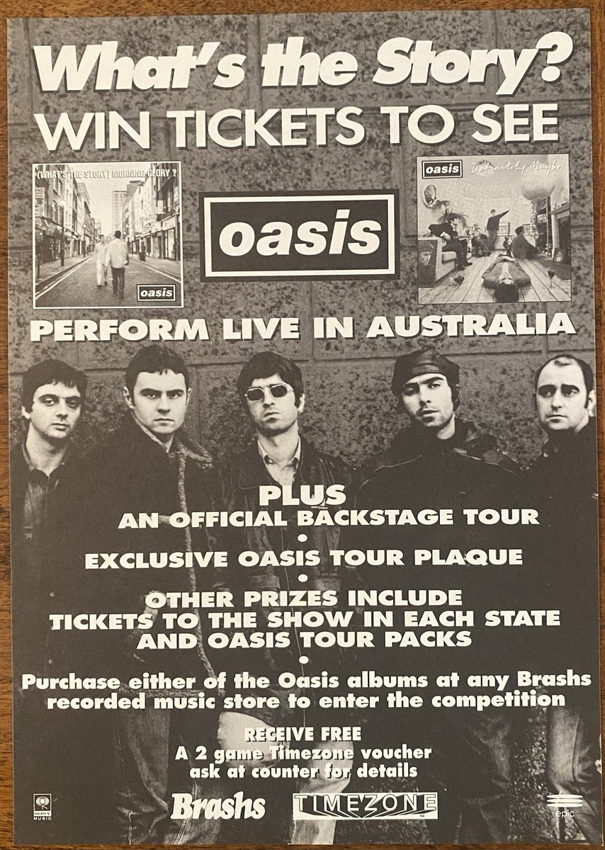 OASIS Epic/Sony/Brashs/Timezone 1996 AUSTRALIA Tour CONCERT