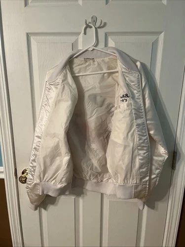 Vintage Far East Tour Japan Jacket White Satin Snap Embroidered Eagles Souvenir image 4