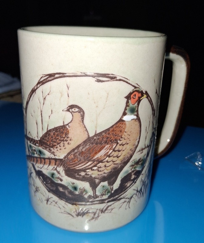 Vtg Otagiri Brown Beige Tan Pheasant Quail Japan Hand Painted Coffee Mug Cup