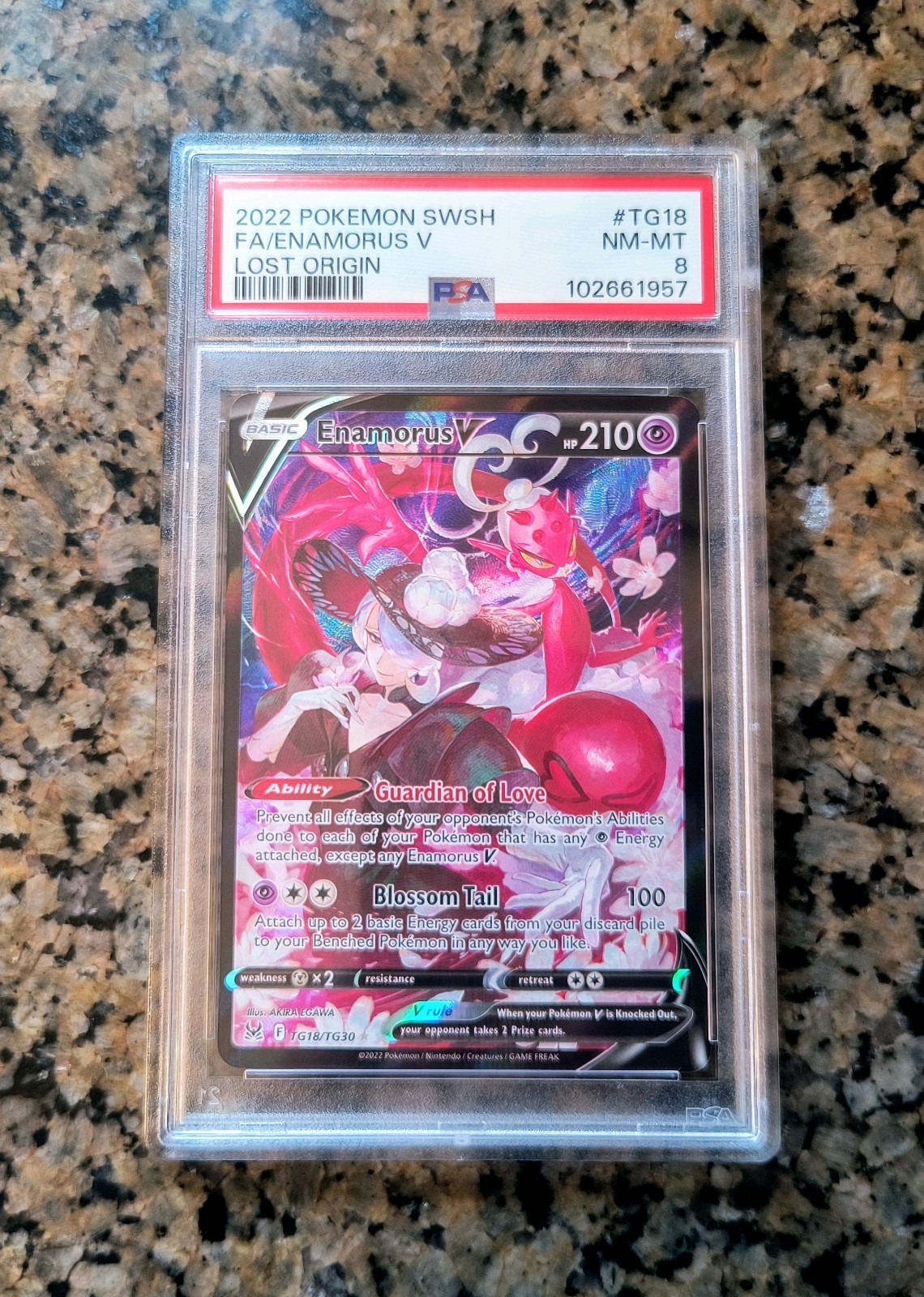🌸Enamorus V Full Art Pokemon Card PSA 8 NM-MT Lost Origin TG18/TG30 (2022)✨NICE