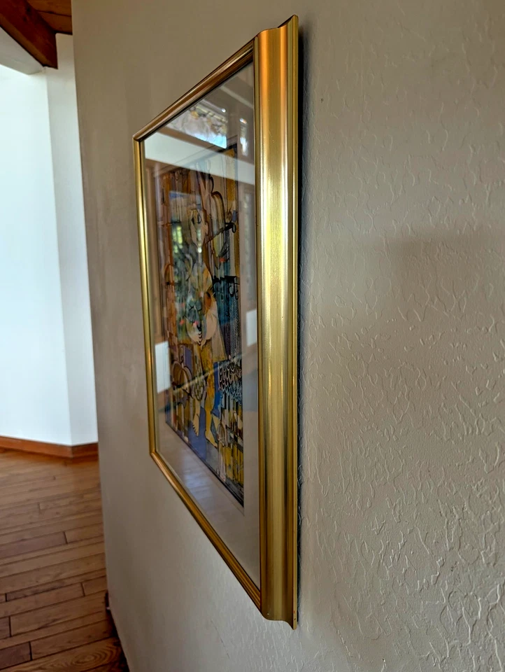 Litografía firmada por P. Buckley Moss enmarcada "Bird Boy" 1982 122/1000 muy RARA Foto 3 de 4