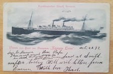 KONIGIN LUISE (North German Lloyd) Port view at Rough sea - 1899