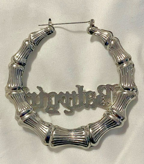 Baby Girl Hoop Earrings Silver-tone Thick 2 1/2" Large Urban Trend Y2K