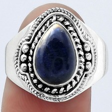 Natural Sodalite 925 Sterling Silver Ring s.8.5 Jewelry R-1312