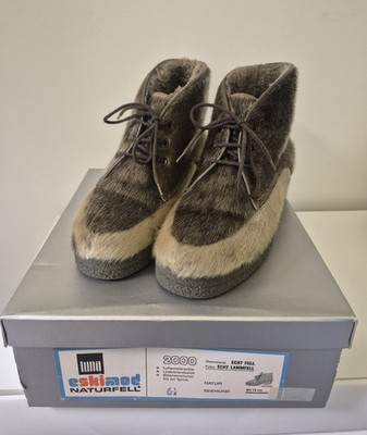  Luna eskimod Naturfell Seehund  Stiefelette Größe 6½ in OVP Vintage 