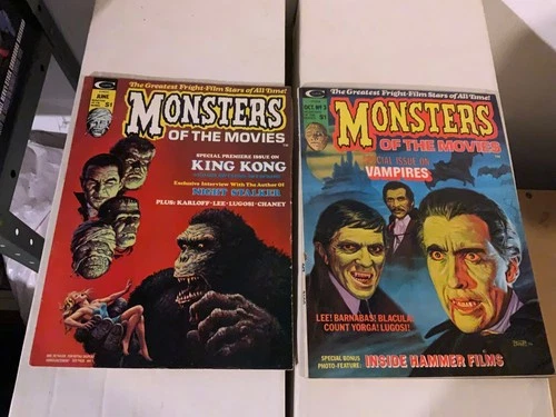 Monsters of the Movies No. 1 - June 1974 Magazine and #3 Solid Mid Grade Curtis