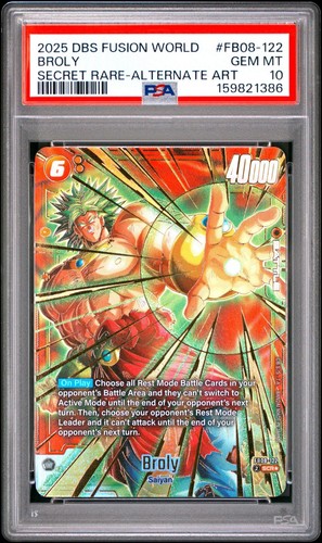 2025 DRAGON BALL SUPER CARD GAME FUSION WORLD SAIYAN'S PRIDE BROLY PSA 10