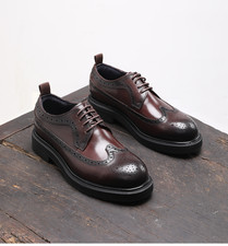 British Men's Leather Brogues Business Formal Groom Wedding Pointy Toe Shoes Sz