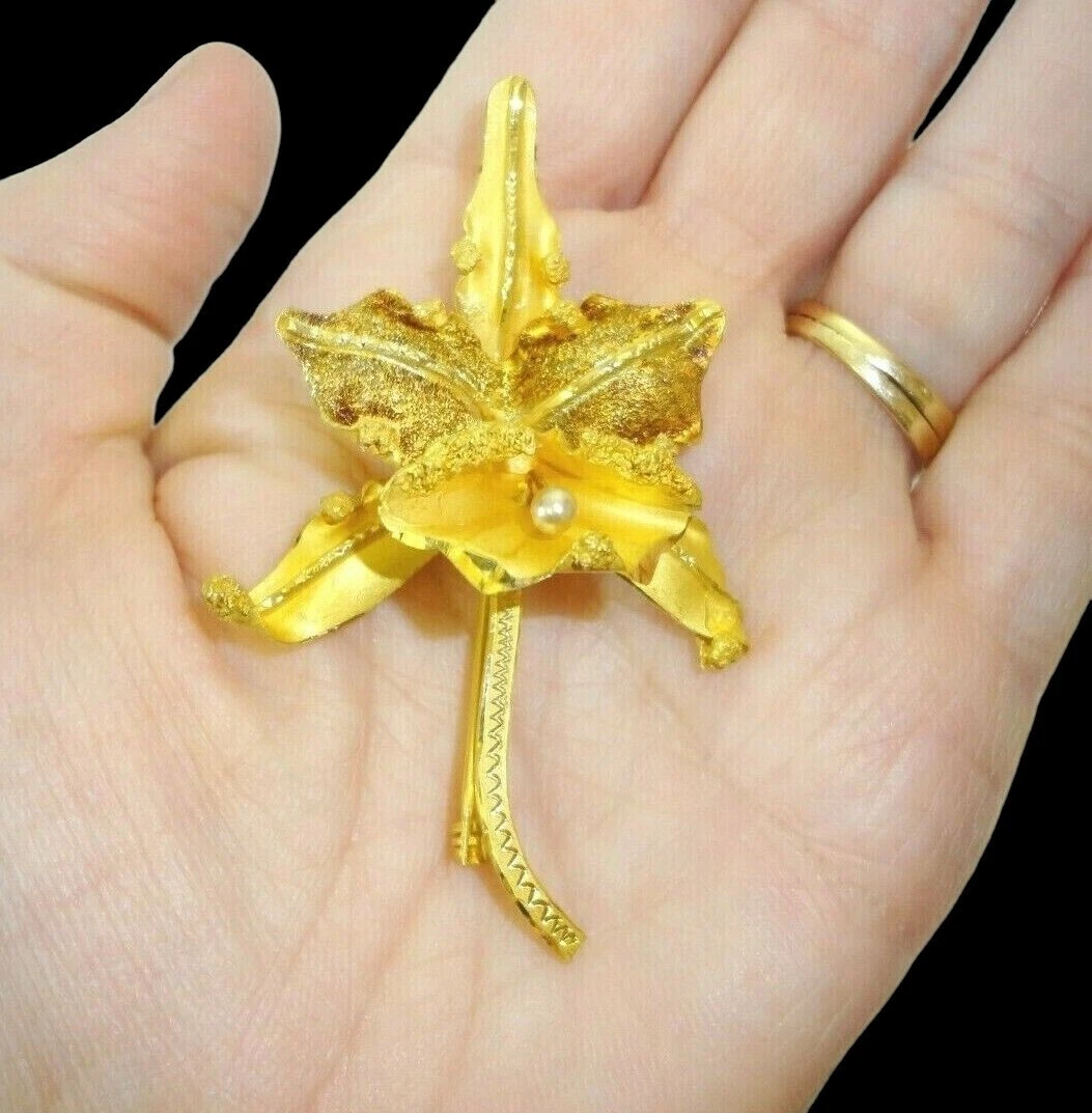 18k GOLD Overly ブローチUSAヴィンテージ 18k Gold Brooch In Retro Fine Pins & Brooches for sale | eBay