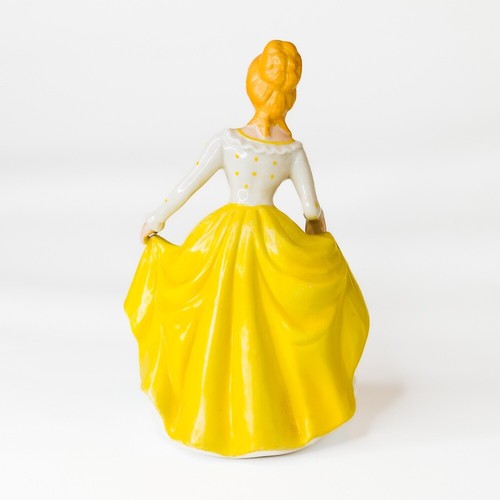 Keramik viktorianische Frau gelb gepunktet Kleid unmarkiert Figur - Bild 3 von 5