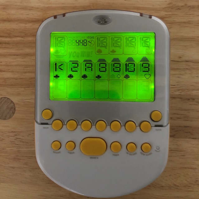 RADICA Big Screen Solitaire 2008 Electronic Handheld Game Yellow