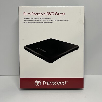 Transcend Portable 24XCD / 8XDVD Writer TS8XDVDS-K - New Fast Shipping