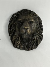 Vintage 1978 BERGAMOT J-145 Brass Works Lion Head Brass Belt Buckle Made In USA