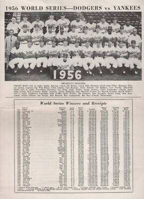 1956 world series original scorecard Dodgers vs Yankees super rare