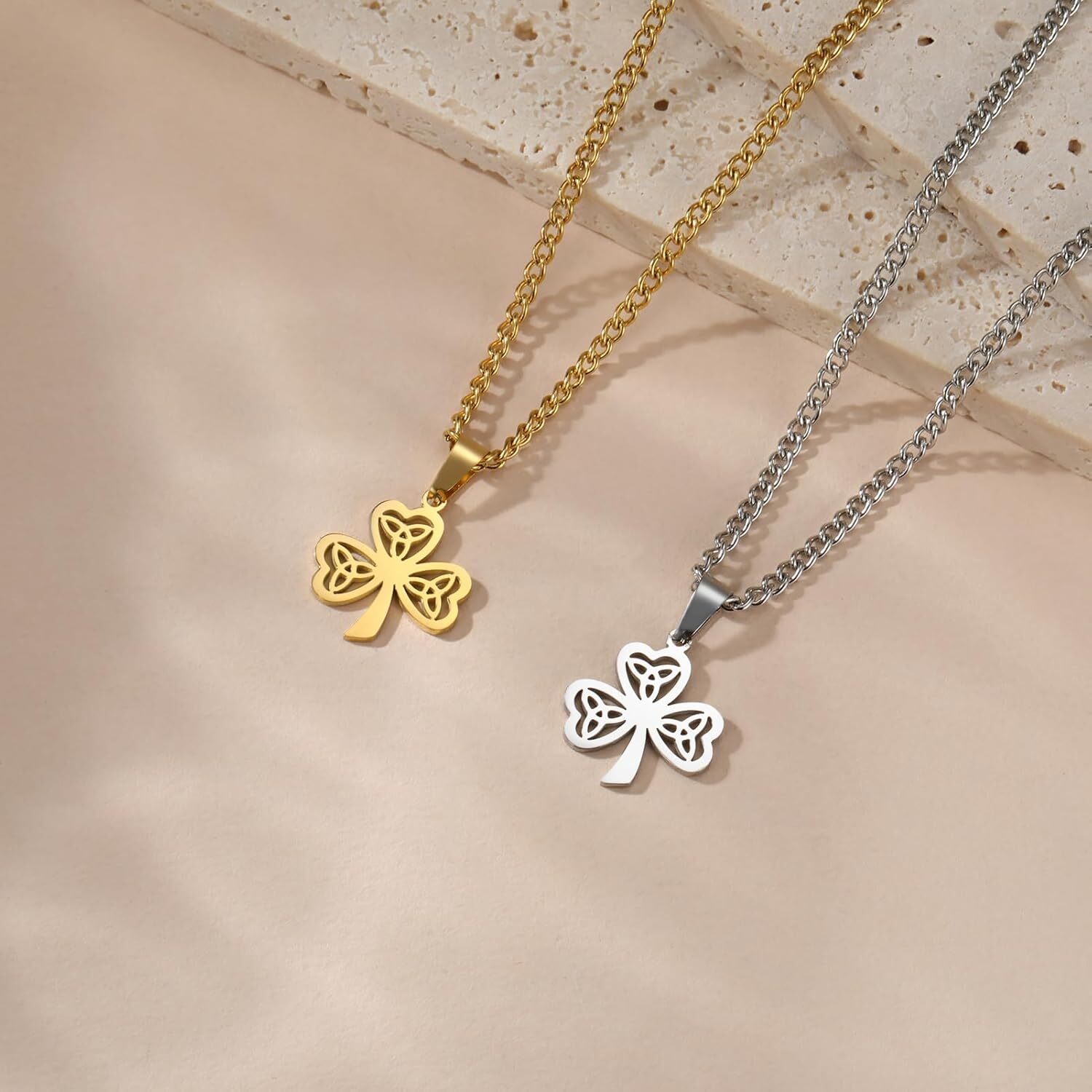 CELTIC SHAMROCK Necklace Pendant Pewter Clover St Patrick's Day Irish Good Luck