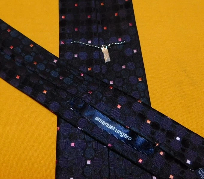 CORBATA EMANUEL UNGARO HECHA EN ITALIA MARRÓN/BORGOÑA/ROSA MOTIVO PUNTOS - CORBATAS DE DISEÑADOR. Foto 3 de 3