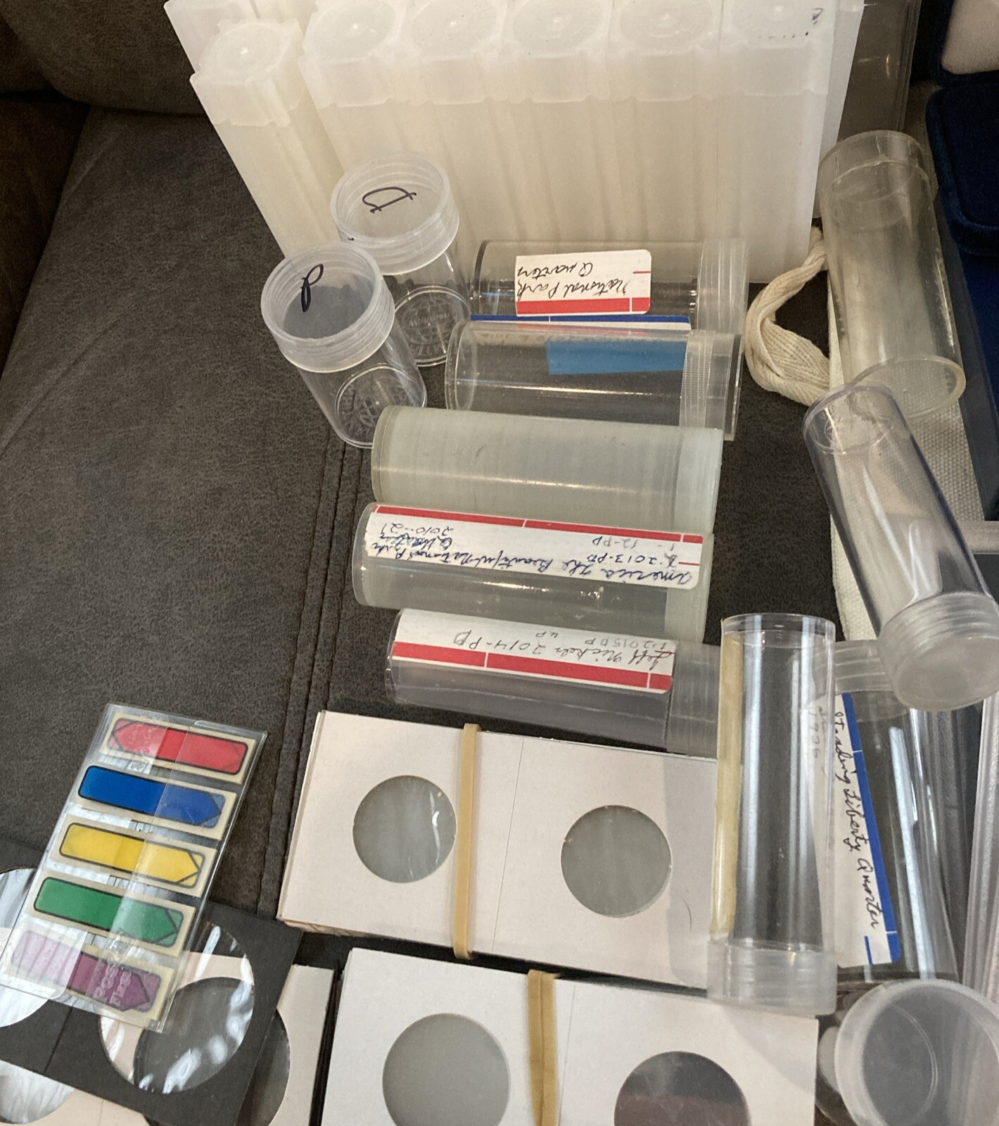 Large Supplies Lot - Coin Tubes, & Holders &Canvas Bags, mount holders,air-tites