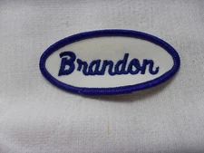 BRANDON USED EMBROIDERED VINTAGE SEW ON NAME PATCH TAG ASSORTED COLORS