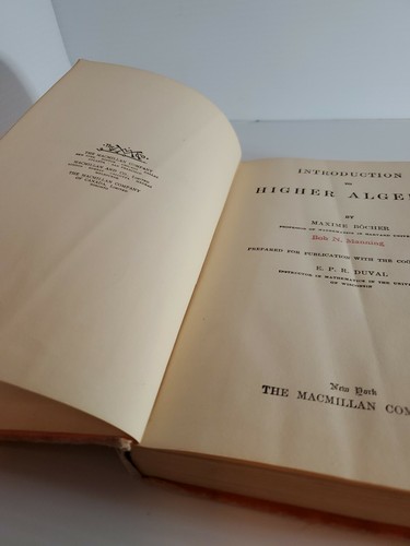Einführung in die Höhere Algebra von Maxime Bocher (englisch) Hardcover 1949 Vintage - Bild 5 von 12