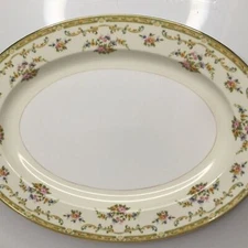 Vintage Noritake White/Gold Porcelain Arlene Oval Serving Dish Bowl 16” X 11.5”