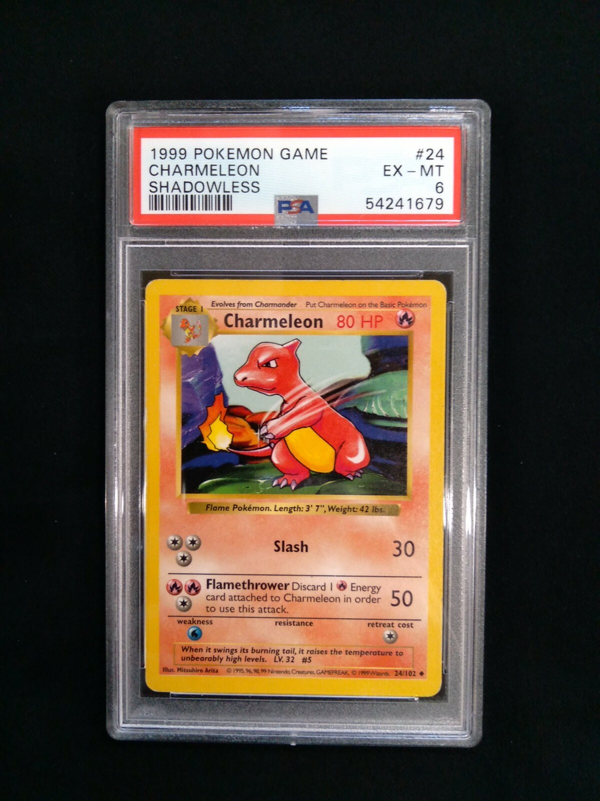 Graded PSA 6 1999 Pokemon Game - Charmeleon - Shadowless #24
