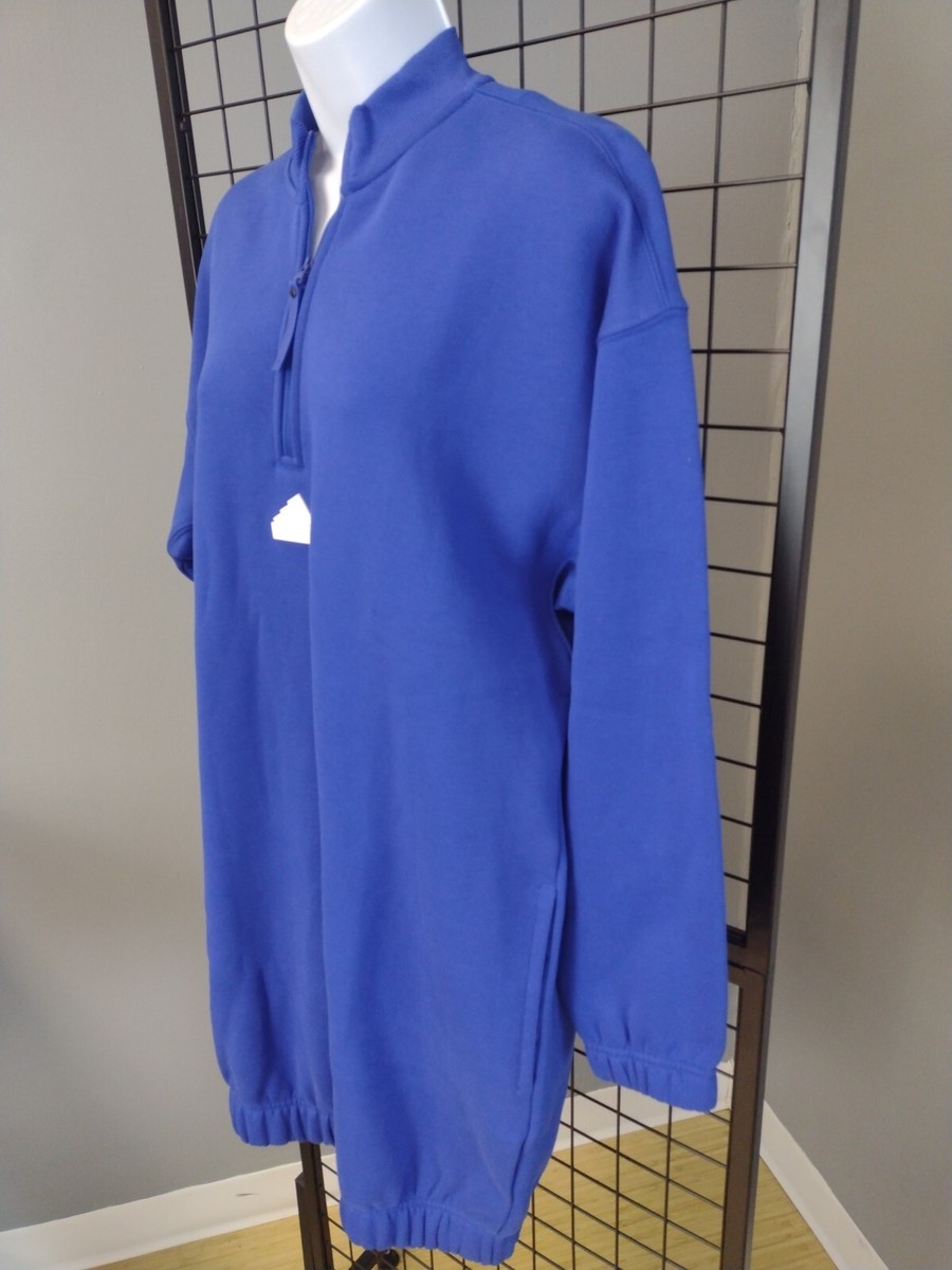 Adidas Multi Sport Sweatshirt Dress Woman's Medium Zip Blue Pullover Garment