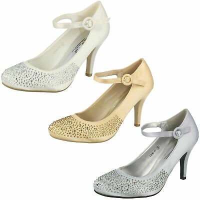 Kett Anne Michelle L2204 Ladies Silver Satin Textile High Heeled Shoe R40B