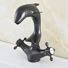 Black Oil Rubbed Brass Dolphin Shape Bathroom Kitchen Bar Sink Faucet Tap ssf847