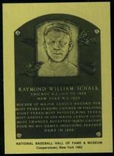 Ray Schalk Rare 1981-89 Hall of Fame Plaque Metallic Card Chicago White Sox