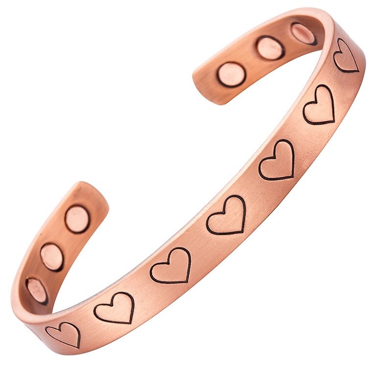 Bracelet magnétique cuivre Love coeurs élégant pour un bien-être au quotidien