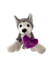 Caltoy Gray & White Husky Plush Toy Purple Cu...