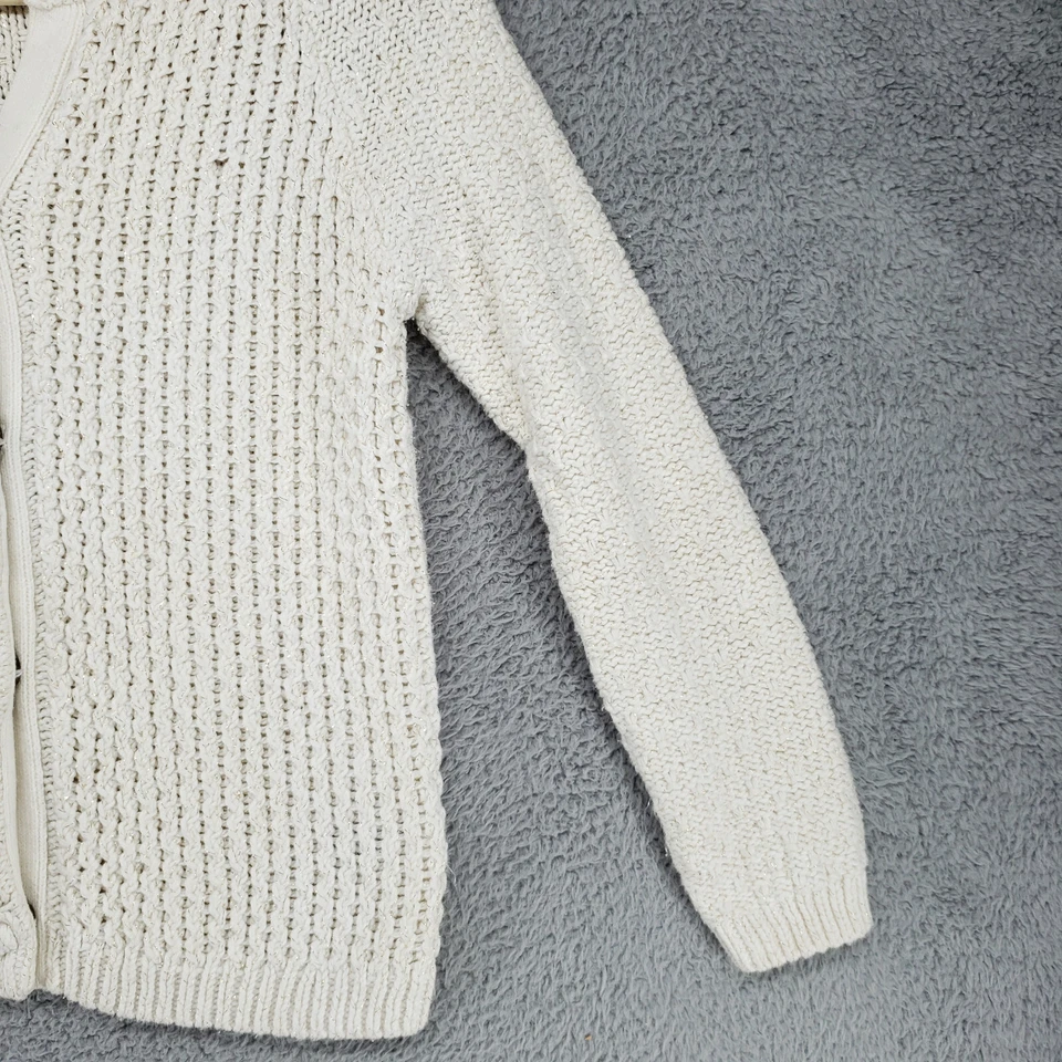 Max Studio Cardigan Sweater Girls 7-8 Ivory Cable Knit Button Front - Image 4 of 4