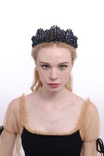 7.6cm Tall Crystal Beads Tiara Crown Wedding Bridal Queen Princess For Women